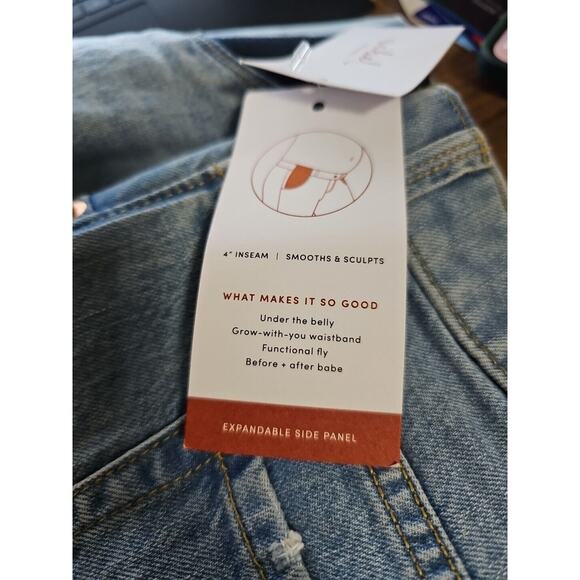 Under Belly Midi Maternity Jean Shorts Isabel Maternity by Ingrid & Isabel Sz 2 - Picture 3 of 4